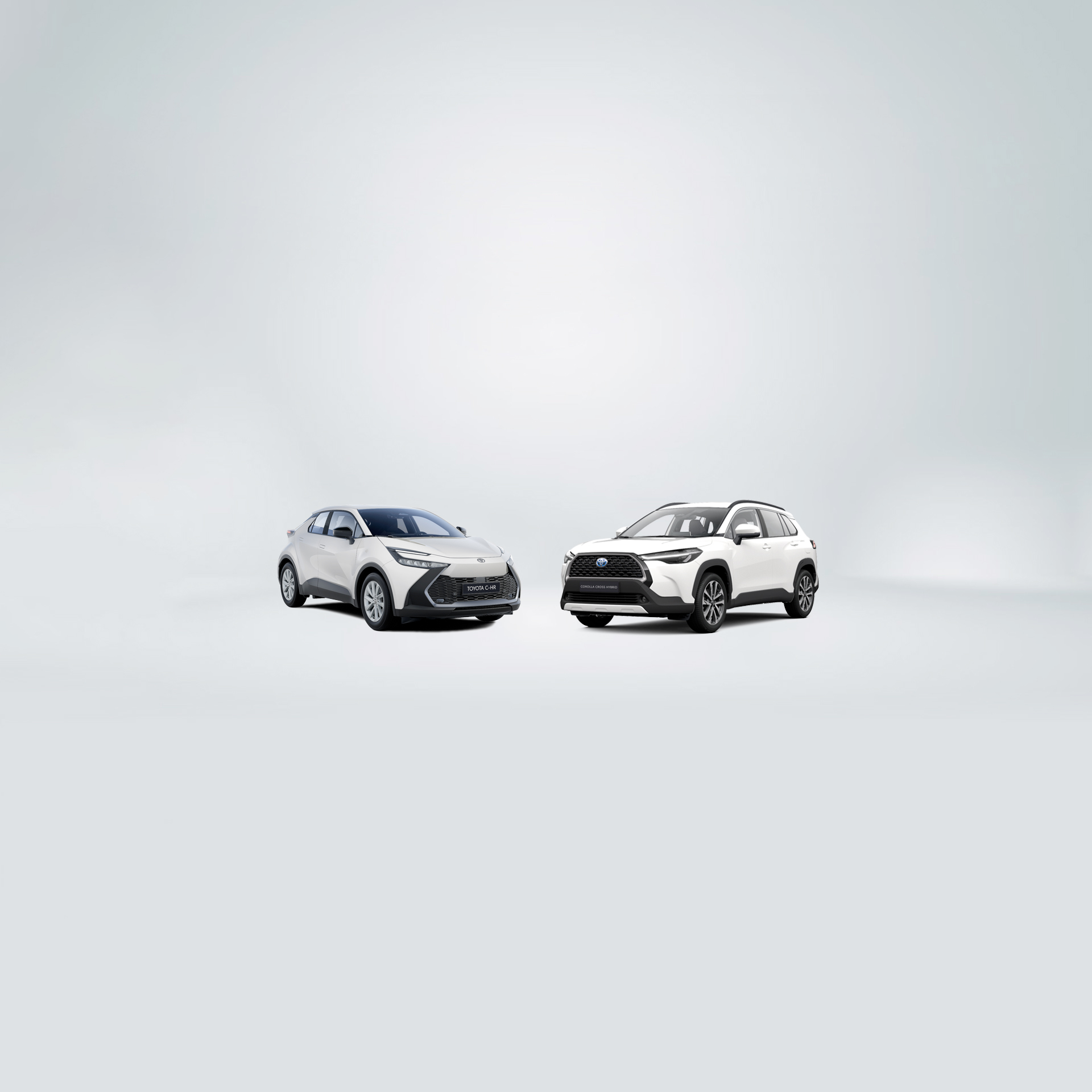 Toyota C-HR colore esterno grigio e Corolla Cross colore esterno bianco